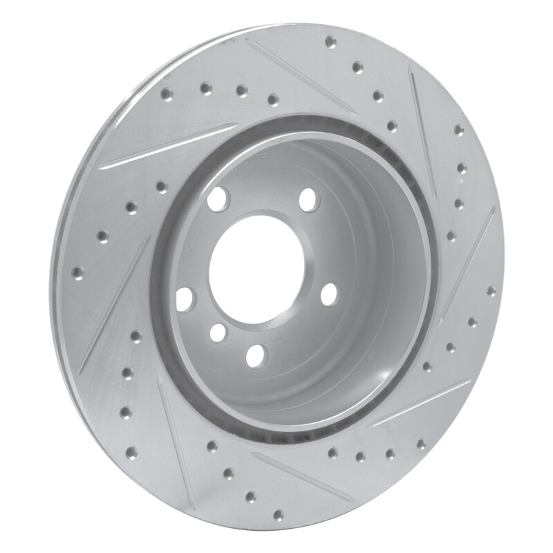 BMW 528I xDrive Brake Rotor (1) - Rear Left - R1 Concepts - Drilled & Slotted - Silver - `11-`16